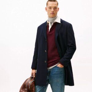 NWOT Tommy Hilfiger Wool blend Navy Preppy over Coat